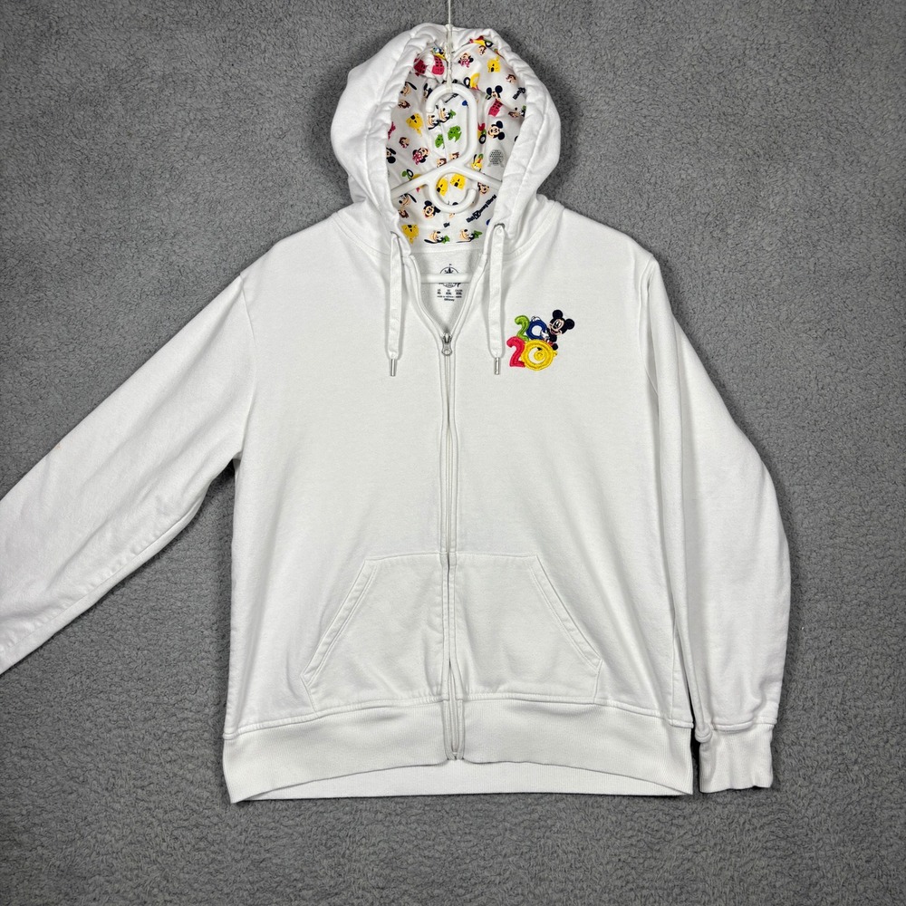Disney Parks Walt Disney World 2020 Mickey Mouse White Zip Hoodie XL